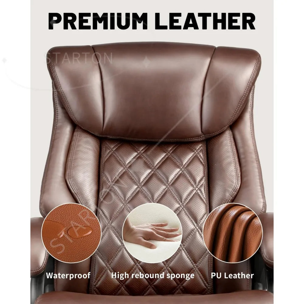 Silla de oficina grande y alta de 500Lbs, asiento ancho con muelles, diseño ejecutivo, silla de escritorio giratoria 360 con ruedas resistentes