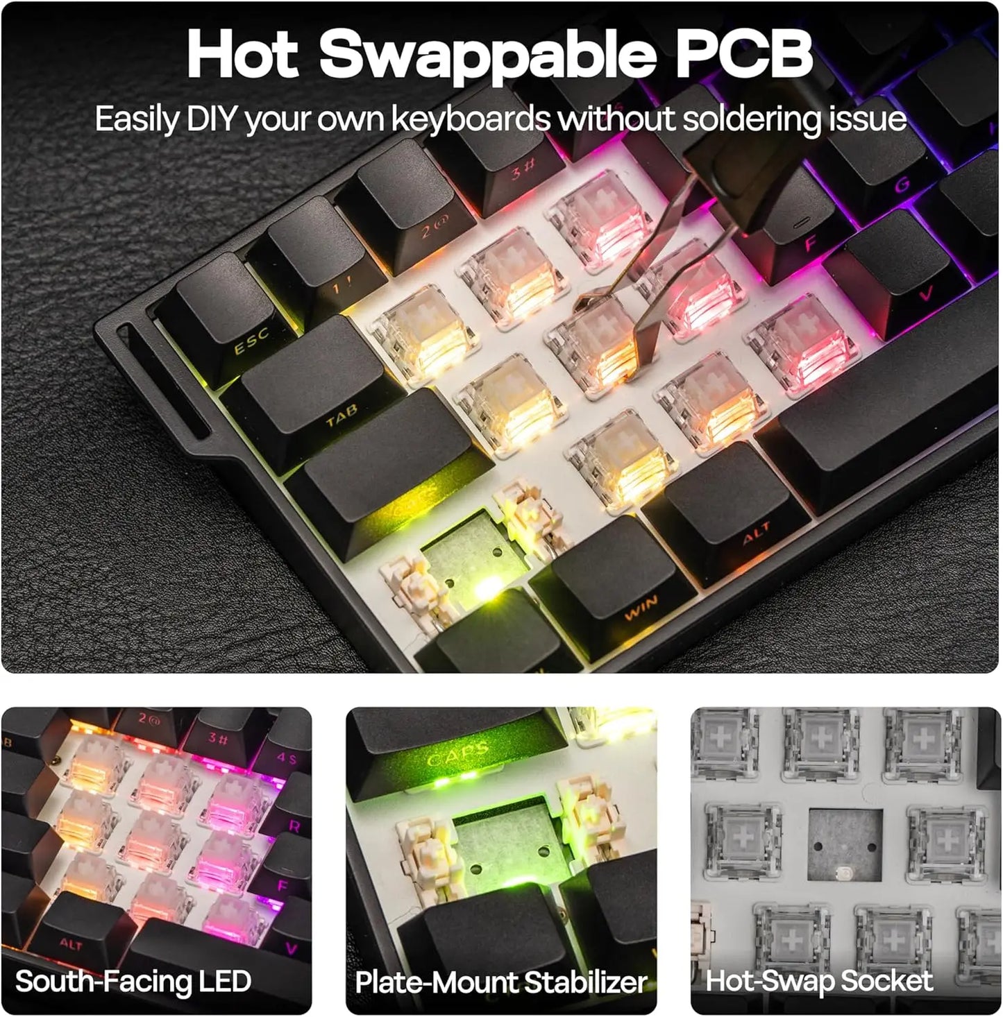 Teclado mecánico inalámbrico AULA Mini60 HE/Pro/Max 60% con interruptores magnéticos RGB, trimodo, 8000Hz, 0.01mmRT para PC, regalos para gamers