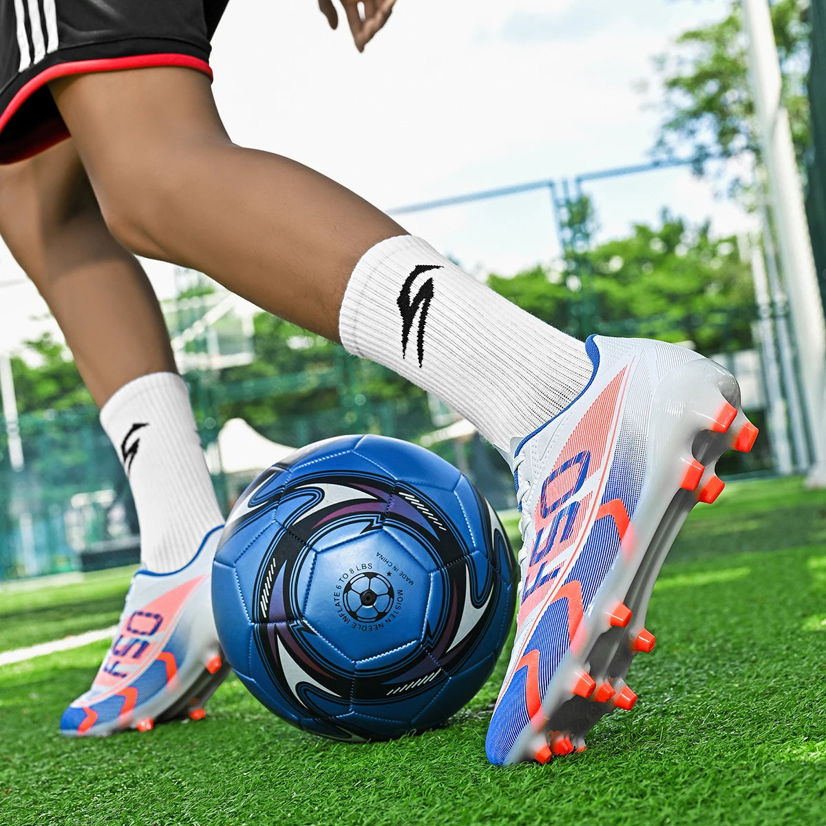Chaussures de football AG FG unisexes pour adultes, crampons longs à haute adhérence, baskets légères et confortables pour l'entraînement et la compétition