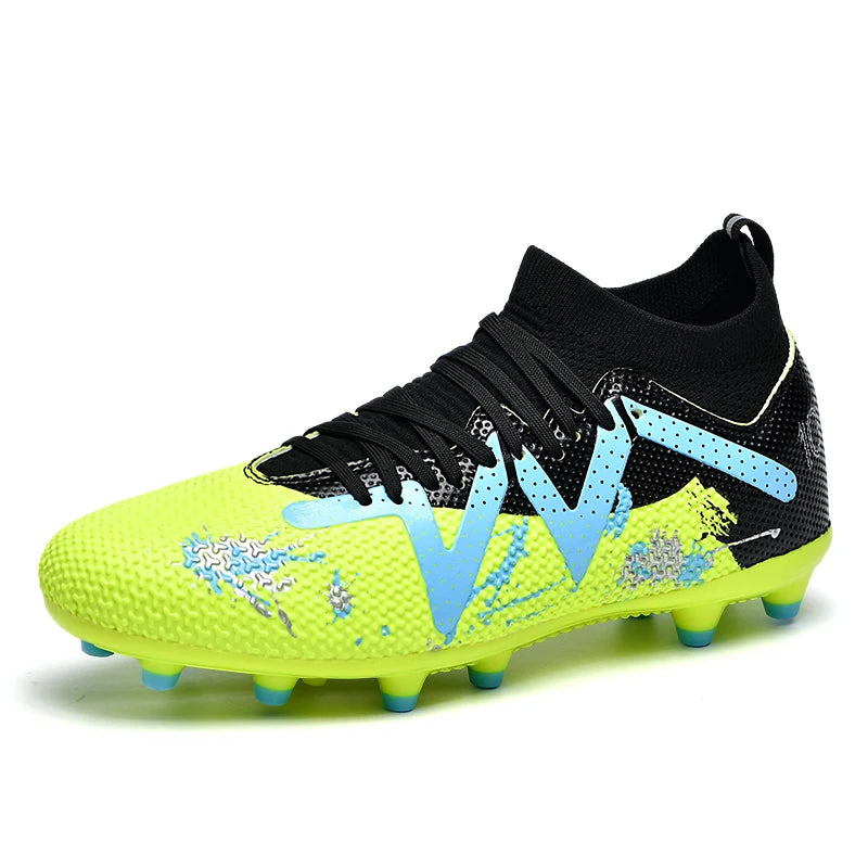 AG/FG Long Studs Soccer Shoes，PU Fabric Mixed Upper，TPU Sole Wear Resistant Anti Slip，Men Women Kids Youth Outdoor Sports