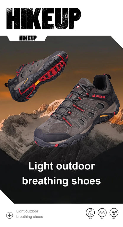 HIKEUP Buty turystyczne męskie Zimowe buty wspinaczkowe i trekkingowe dla mężczyzn Skórzane, oddychające, outdoorowe, antypoślizgowe buty sportowe i robocze dla mężczyzn