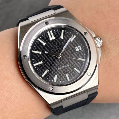 Orologio meccanico da uomo Tandorio New Black Luxury in stile business engineer, vetro zaffiro, impermeabile 100m, movimento automatico NH35A