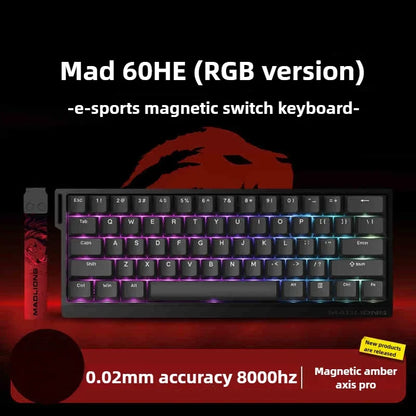 Teclado gaming FGG MAD60 RGB de eje magnético, dedicado para juegos, con hot-swap completo de teclas, respuesta rápida y personalización de nivel inicial
