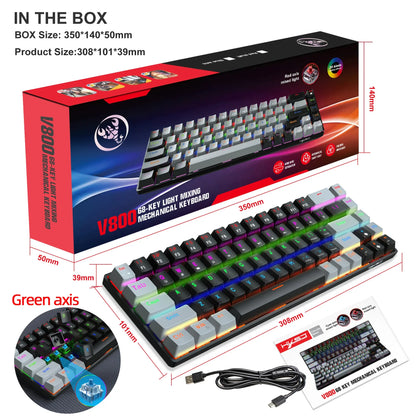 Tastiera meccanica gaming 60% USB con tasti bianchi, mini tastiera gamer ergonomica per computer, retroilluminata, tastiera PC per musica