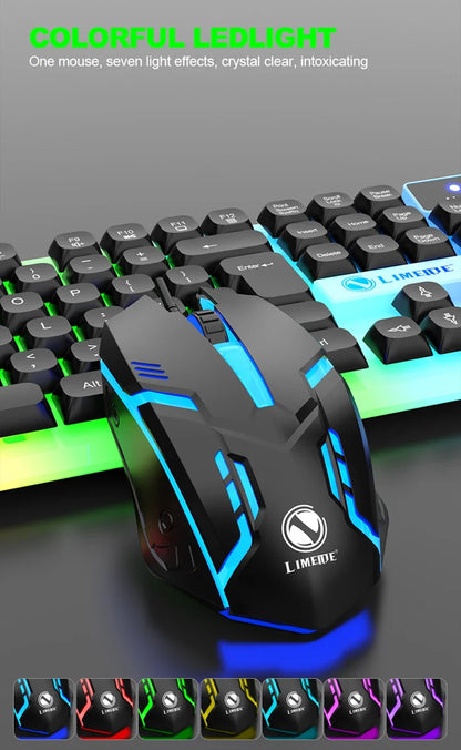 NG GTX350 Set tastiera e mouse gaming per computer e laptop con retroilluminazione, kit gamer LED cablato USB, GTX350 - Nero