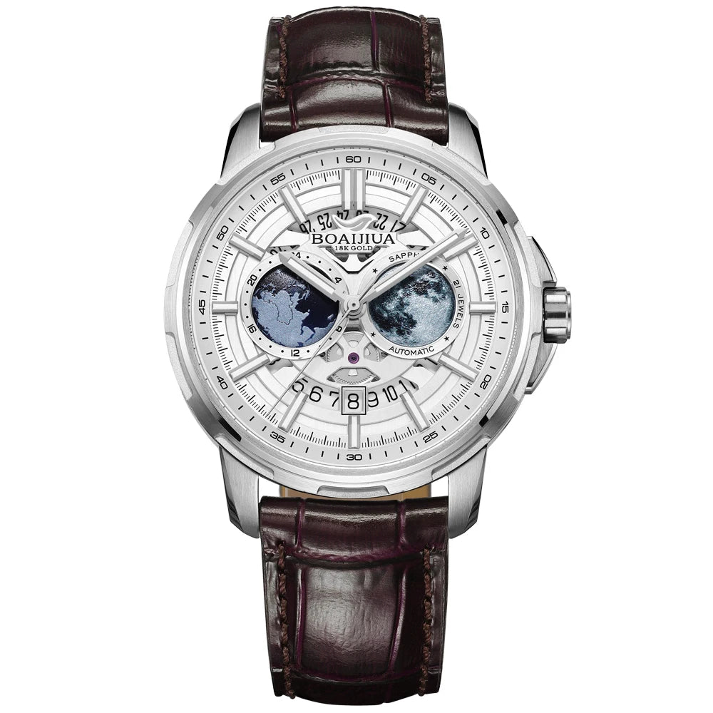 BORIAGE(BOAIJIUA) Orologio meccanico da uomo completamente automatico, design originale, impermeabile e luminoso