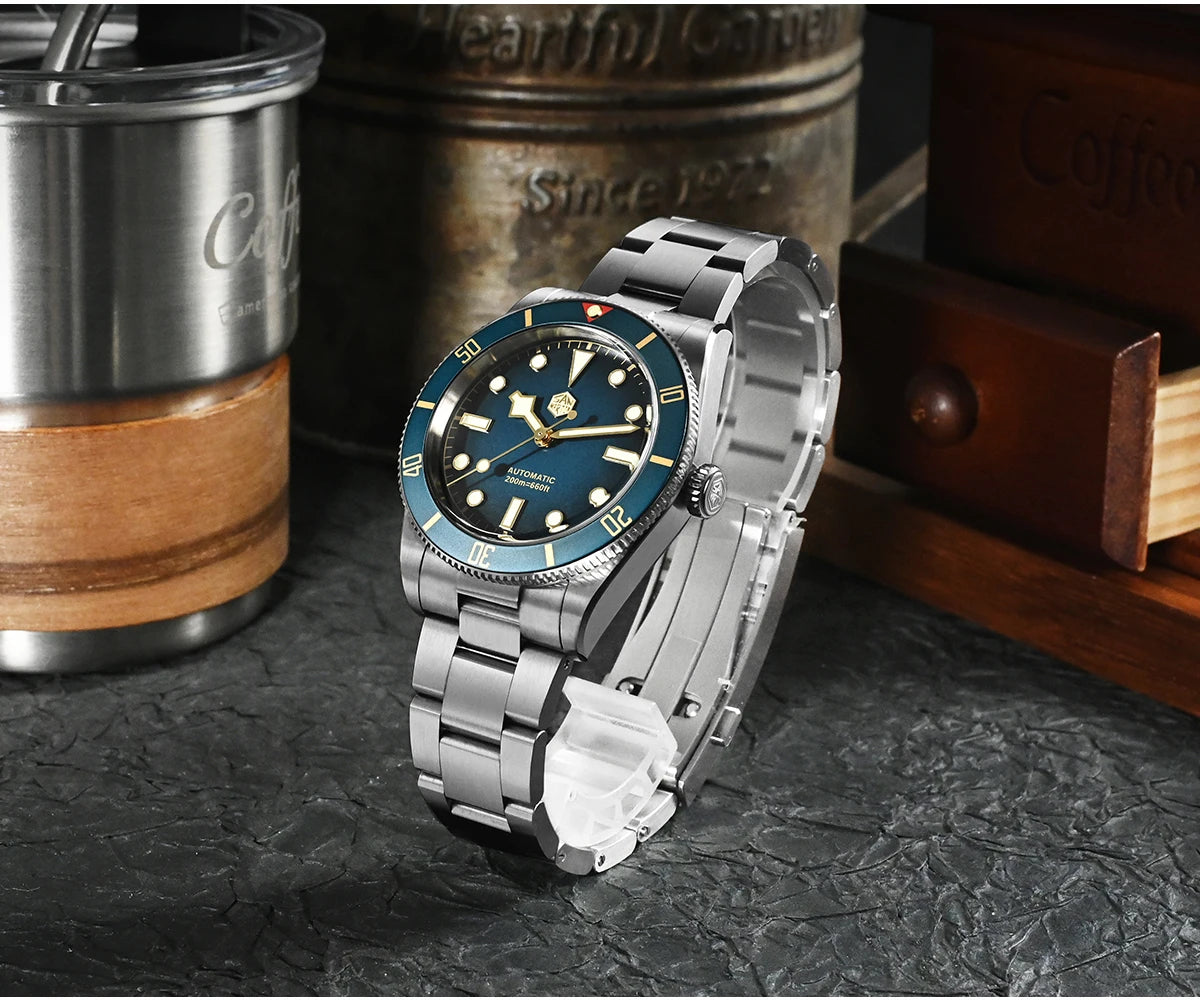San Martin New Upgraded 37mm BB54 Vintage Men Diver Watch ST2130 Automatic Mechanical Sapphire Luminous Waterproof 200m SN0138
