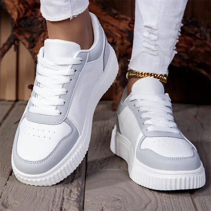 ZERJER Baskets unisexes, nouvelle collection, grandes tailles, chaussures de sport rétro classiques pour hommes, chaussures de skate, chaussures de tennis blanches à semelle épaisse, couleur unie