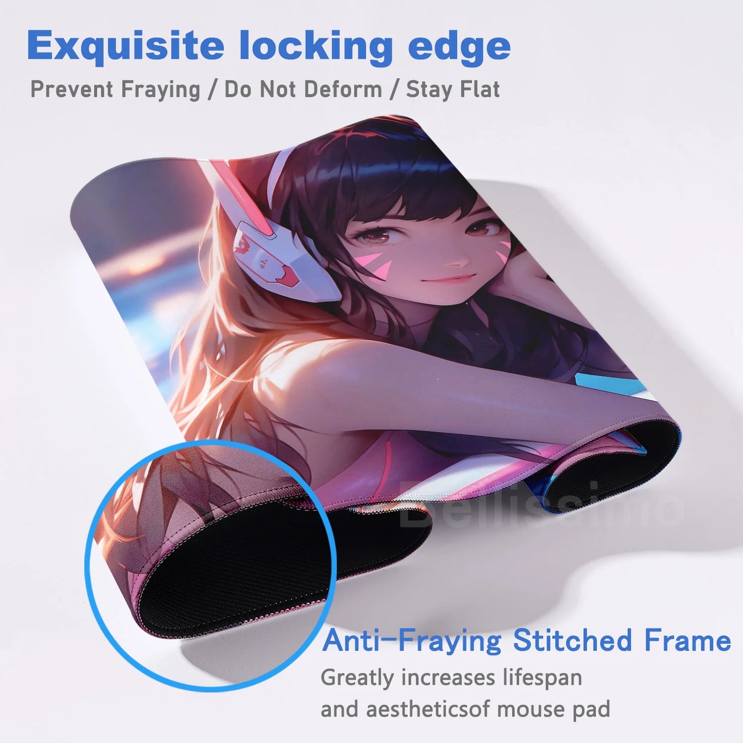 Accesorios Gaming O-Overwatch D-D.va Alfombrilla de Ratón Grande, Alfombrilla para Teclado y Ratón PC, Deskmat XXL Extendida, Alfombrilla Gamer