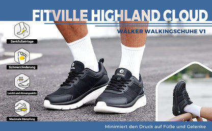 Scarpe da camminata FitVille da uomo, larghezza ampia, massima ammortizzazione, sneakers sportive leggere per alleviare il dolore da fascite plantare