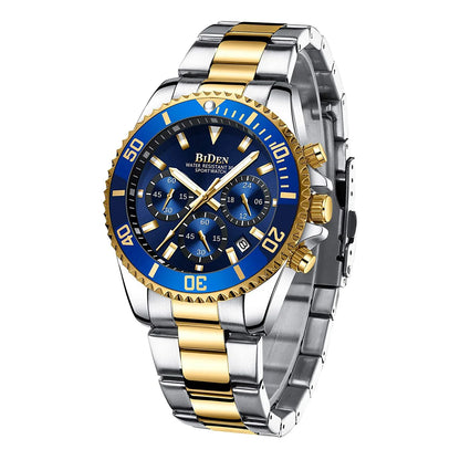 BIDEN Multi functional men's quartz watch luxury waterproof night light business style diving series casual fashion watch