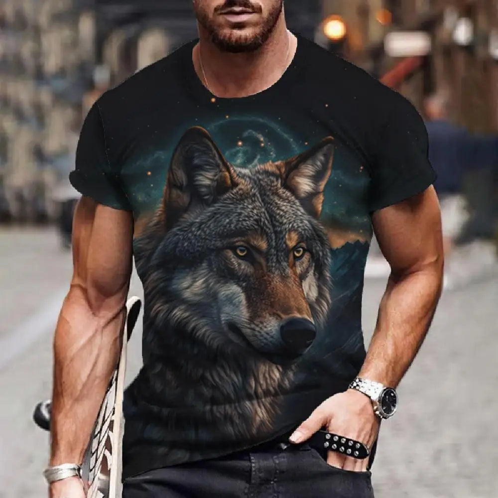 Wolf T-Shirt 3d Digital Animal Print Graphic camisa hombre Causal Tees Short Sleeves Comfortable Pullover Tops Men's Clothing