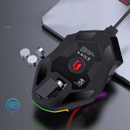 Mouse da gaming RGB cablato 12800DPI, 12 tasti, definizione macro, accessori di ricambio per computer, funzionamento fotoelettrico