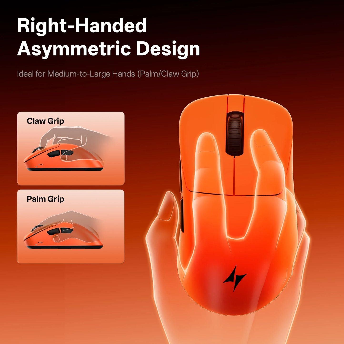 Ratón inalámbrico ATK Blazing Sky Z1 V2 Ultimate PAW3950 Ultra Dual 8K Gaming, ergonómico, desarrollo propio, para manos medianas y grandes