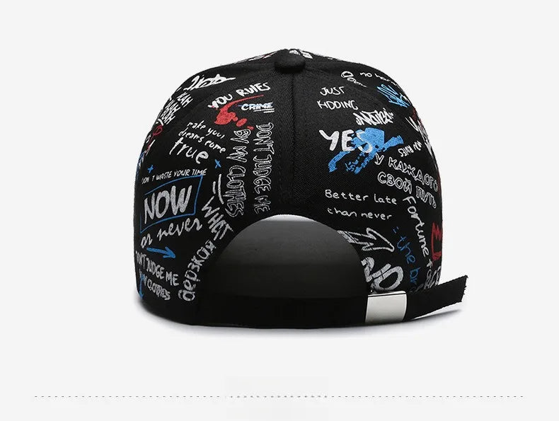 Cappellino da baseball unisex in cotone con graffiti, stampa snapback hip hop alla moda per donna e uomo