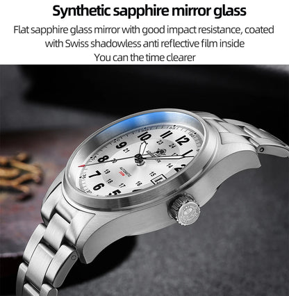 ADDIESDIVE Men's Retro Mechanical Watch Sapphire Mirror Glass Stainless Steel Watch BGW9 Luminous 200m Waterproof Analog Watch