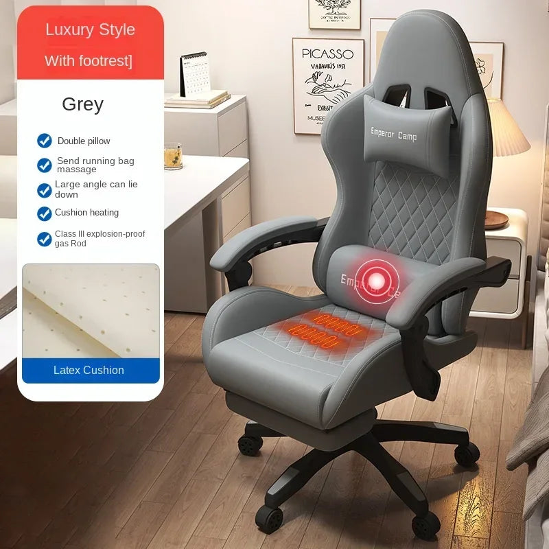 Hestora PU Leather Big and Tall Gaming Chair Ergonomic High Back Computer Chair with Footrest Massage Lumbar Support for Adults