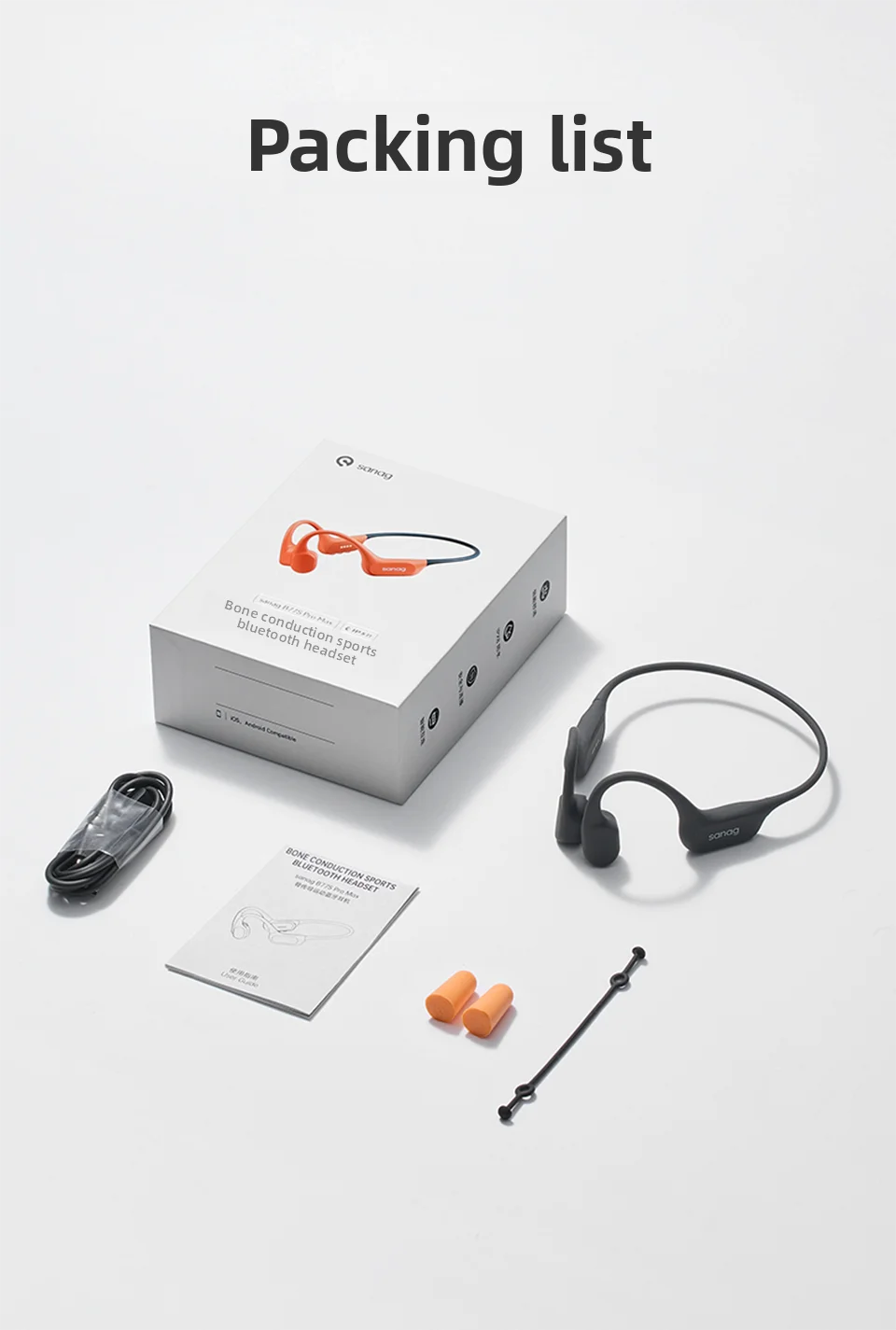 Sanag B77S IPX8 écouteurs de natation Conduction osseuse Bluetooth casque Flash-vente 64GB mémoire lecteur MP3 casque sans fil