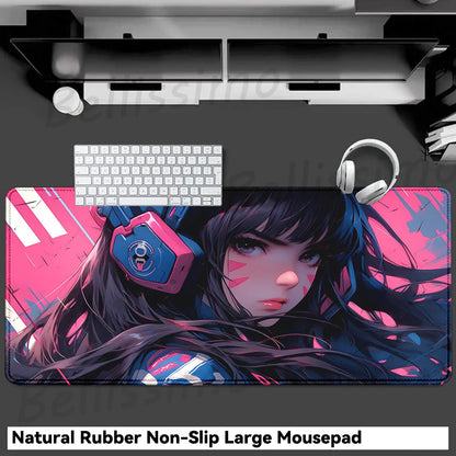 Accesorios Gaming O-Overwatch D-D.va Alfombrilla de Ratón Grande, Alfombrilla para Teclado y Ratón PC, Deskmat XXL Extendida, Alfombrilla Gamer