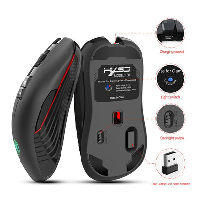2.4G USB-C brezžična miška, polnilna gaming miška 3600DPI, 7 gumbov, Type-C, tiha miška za Macbook, prenosnik, PC, igre in računalnik