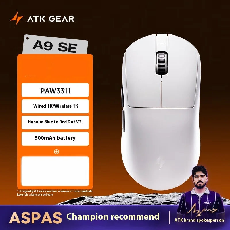 Ratón gaming inalámbrico ATK A9 Ultra Tri Mode 8K 53g ligero A9/A9 SE/A9 Plus/A9 Pro para PC e-sports, regalo personalizado