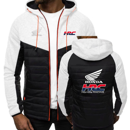 Produit gaming premium Fraquane, nouvelle génération, équipement gamer : 2025 Spring And Autumn Comfortable Jacket Slim Coat Men's New Seven-color Cotton-padded Honda racing Print Patchwork Hoodies