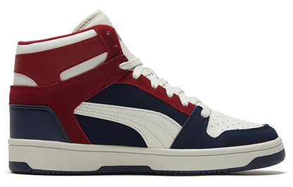 Baskets montantes décontractées Puma Rebound Layup Sd en cuir superposé, bleu foncé et blanc, 370219-04