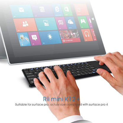 Tastiera wireless russa spagnola inglese francese Rii K12+/i12+ Mini Keyboard con touchpad mouse per Android laptop PC TV Box