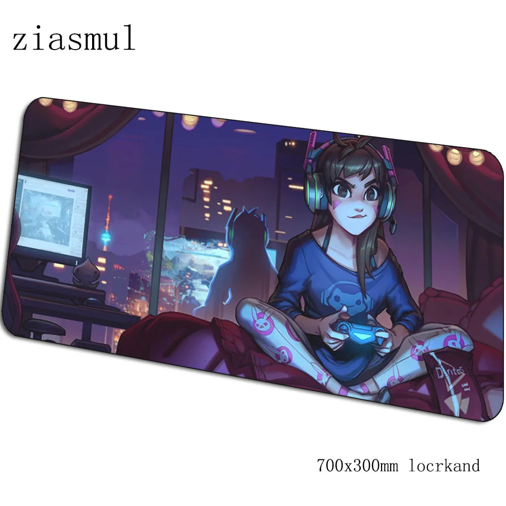 Alfombrilla gamer D.Va 70x30cm XL para ratón gaming, PC y portátil, tapete de escritorio bonito para juegos, regalo de Navidad para gamers, alfombrilla gamepad
