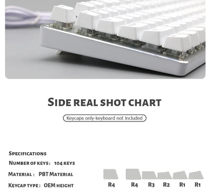 104 teclas retroiluminadas coreanas, francesas, rusas, españolas y alemanas para teclado mecánico con interruptores MX, perfil OEM, teclas ABS DIY