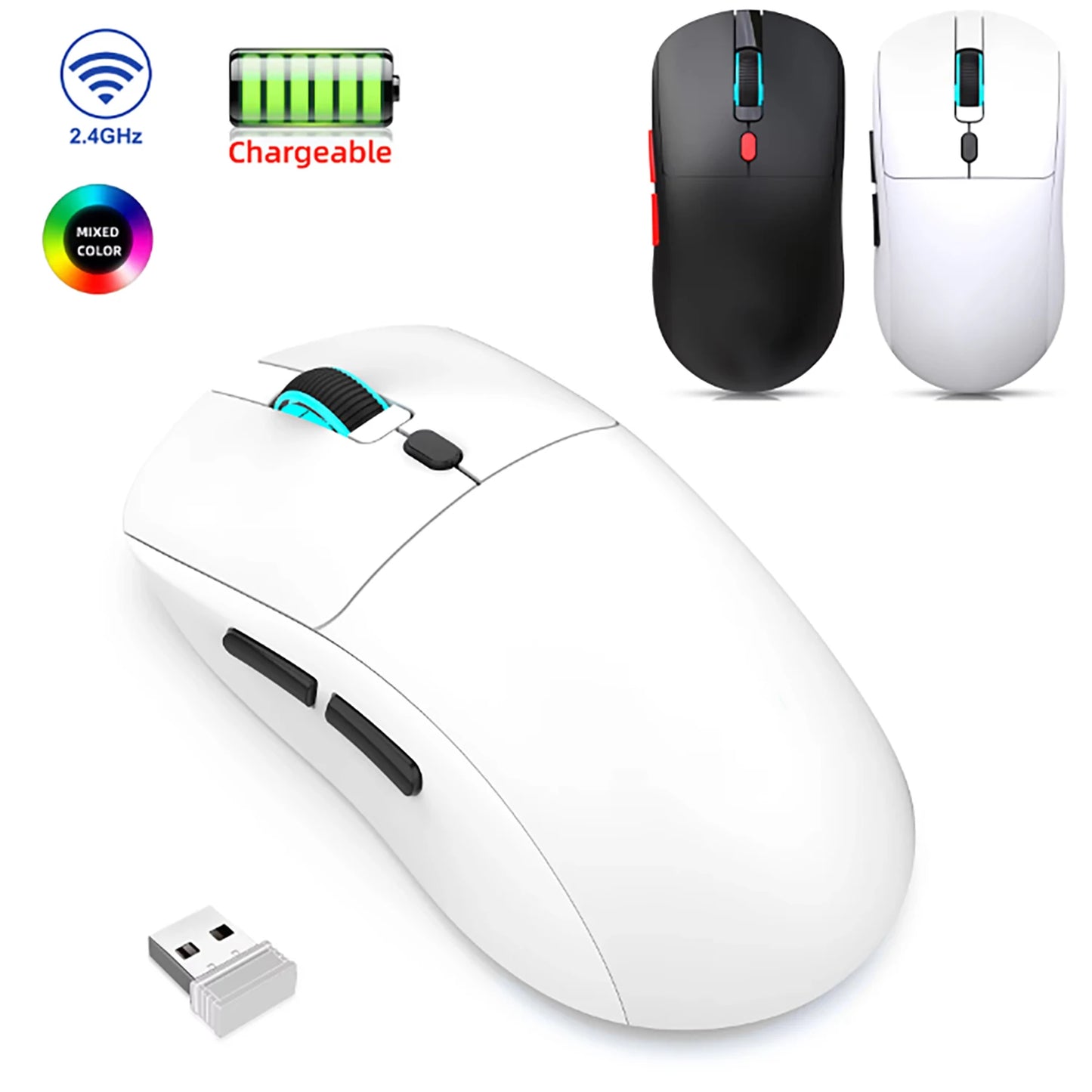 Mouse da gaming Bluetooth ricaricabile PAW3395, leggero, ergonomico e wireless per eSport