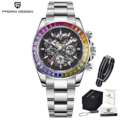 Reloj mecánico automático PAGANI DESIGN para hombre, de acero inoxidable, resistente al agua 10Bar, deportivo, de lujo casual para hombre