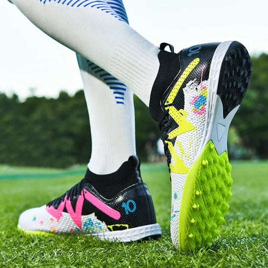 Chaussures de football TF pour adultes, semelle en caoutchouc résistante à l'usure pour terrain synthétique, chaussures de football légères en PU pour hommes, pour matchs sur gazon extérieur