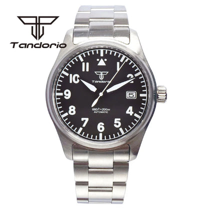 Tandorio 39mm Diving Pilot Automatic Watch for Men NH35/PT5000/Miyota8215 Movement AR Sapphire Crystal 20BAR Waterproof Luminous