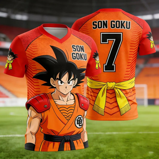 Camiseta informal transpirable para hombre con estampado 3D de Goku de Dragon Ball clásico, verano 2026, anime, unisex para familia y niños, estilo jersey deportivo de fútbol
