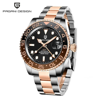 New 1662 PAGANI DESIGN GMT Automatic Watch 40mm Men's Wristwatch Top Brand 100M Waterproof Mechanical Wristwatches for Men Cloc