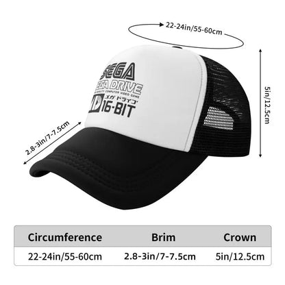 Gorra de béisbol de malla Sega Mega Drive unisex, estilo hip-hop, snapback, transpirable para verano, con visera solar, tipo trucker y ajuste regulable