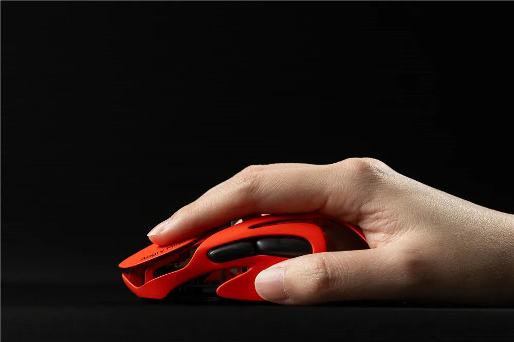 Angry Miao Infinity Mouse Wireless da Gaming Hot-Swappable in Metallo Ultralight Hollow PAW3950 Dual 8K Cablato Tri-Mode Arancione