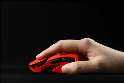 Angry Miao Infinity Mouse Wireless da Gaming Hot-Swappable in Metallo Ultralight Hollow PAW3950 Dual 8K Cablato Tri-Mode Arancione