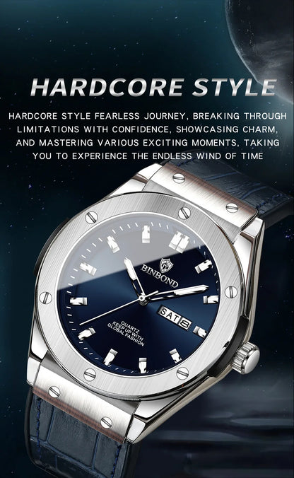 Man New Casual Business Leather Clock Men Luxury Watch Automatic Watches Mens Top Fashion Quartz Wristwatches Relojes De Hombre