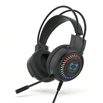 Casque de jeu avec son surround virtuel 7.1, écouteurs filaires avec microphone, éclairage LED, réduction du bruit, écouteurs de jeu pliables pour PC.