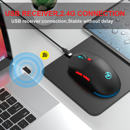 2.4G Wireless Rechargeable Mouse with RGB Lighting, 3600 DPI Ergonomic Silent Wireless Mouse for Laptop, PC, Office & Gaming