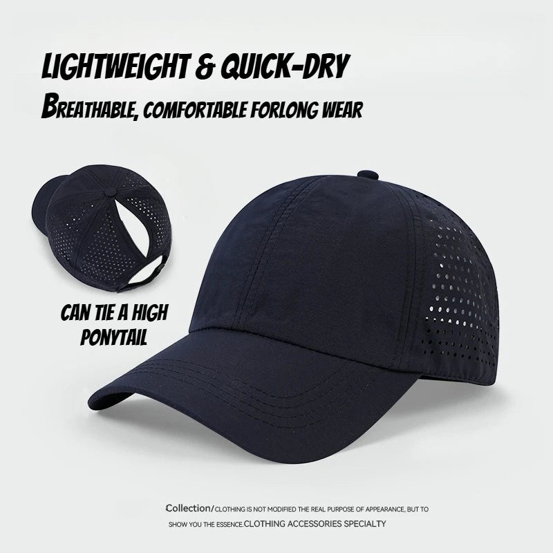 1pc Quick Drying Tongue Baseball Caps for Women Summer Protection Breathable Mesh Breathable Cap Stylish Adjustable Ponytail Hat