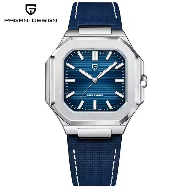 Reloj de lujo cuadrado de cuarzo PAGANI DESIGN 2026 para hombre, cristal de zafiro AR, movimiento japonés, luminoso, acero 316L completo