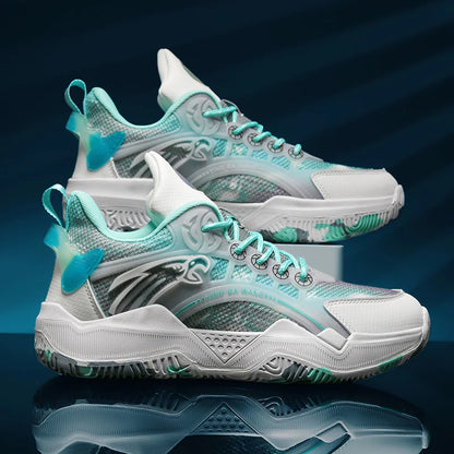 Chaussures de basket-ball unisexes, chaussures d'entraînement de compétition en plein air en maille tendance, bottes de basket-ball plates antidérapantes à rebond pour hommes