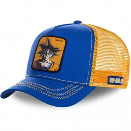 Dragon Ball Buu Goku-kasket – sommerrejse-kasket med skygge til mænd, broderet, hiphop-stil, solskærm, justerbar trucker-meshkasket