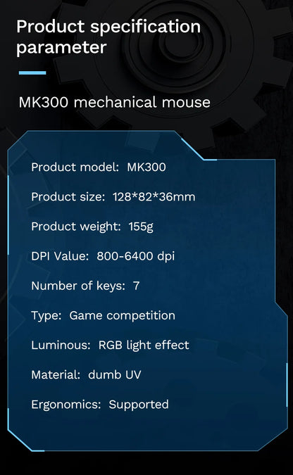 Ratón mecánico con cable para PC gaming y esports, RGB, 6400 DPI, succión magnética y contrapeso DIY