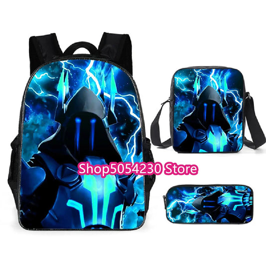 Hot game Fortnited 3PCS Backpack Set Teenager Student Travel Bag Fortress Night 3D School Knapsack Popular Games Rucksacks