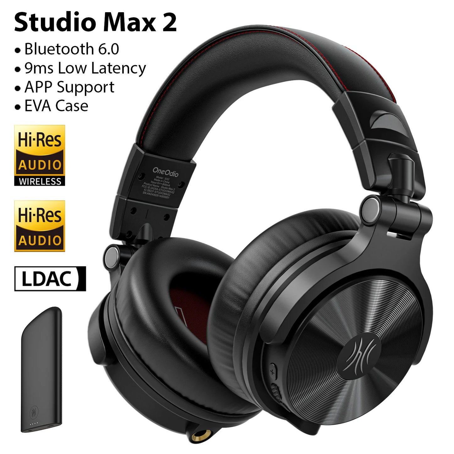OneOdio Studio Max kabellose DJ-Kopfhörer Bluetooth 6.0 – 9ms ultraniedrige Latenz, Hi-Res LDAC Studio-Monitor-Over-Ear-Headset mit Mikrofon
