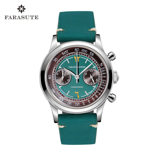 FARASUTE Retro Japan VK64 Quartz Movement Chronograph Wristwatch For Male Fashion Sapphire Sports Watches Men Clock reloj hombre